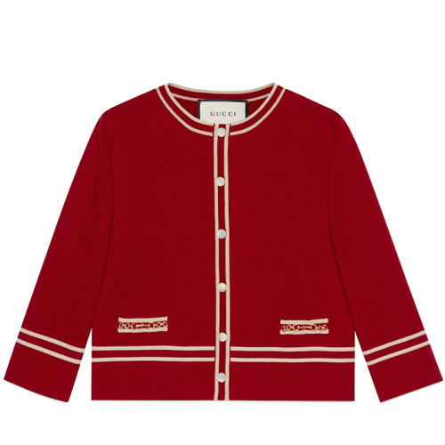 GUCCI/古馳女士紅色GG提花羊毛外套?652582XKBNZ6176