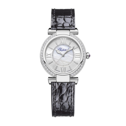  Chopard/蕭邦  蕭邦I(lǐng)MPERIALE系列精鋼自動機械黑色鱷魚皮表帶女士鑲鉆腕表29毫米388563-3007