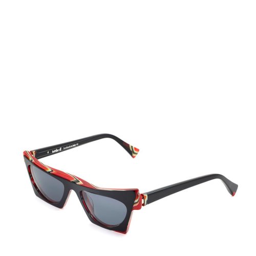 2ND FRAME/框框 外黑內紅條紋長方框太陽鏡 7099001X