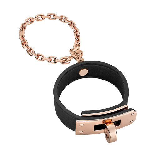 HERMES/愛馬仕 女士黑色Kelly玫瑰金扣環(huán)掛飾小牛皮手套夾H202039G89