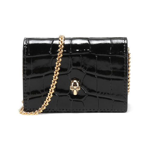 Alexander McQueen/亞歷山大麥昆 女士皮革骷髏頭單肩斜挎包零錢包 632032 1JM0G