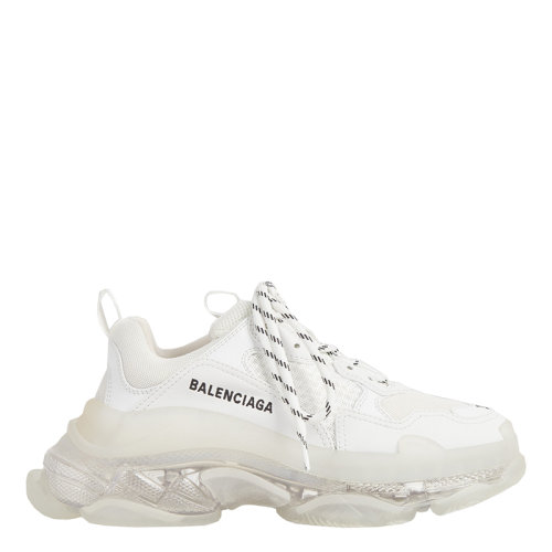 Balenciaga/巴黎世家Triple S系列 女士白色雙層泡沫和網(wǎng)眼透明底運(yùn)動鞋544351W2FB19000