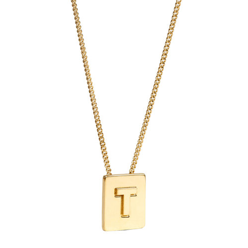 CELINE/賽琳 經(jīng)典款A(yù)LPHABET系列 男女同款金色飾面黃銅字母T墜飾項(xiàng)鏈46N0T6BRA.35OR