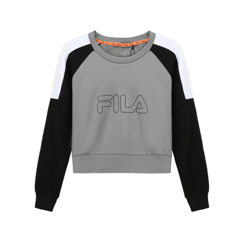 FILA/斐樂(lè) 女士聚酯纖維短款圓領(lǐng)長(zhǎng)袖衛(wèi)衣運(yùn)動(dòng)衫 683143