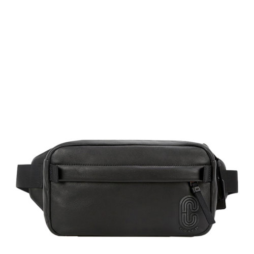 COACH/蔻馳 男士黑色皮革C標(biāo)腰包胸包肩背男包 F89917QBBK