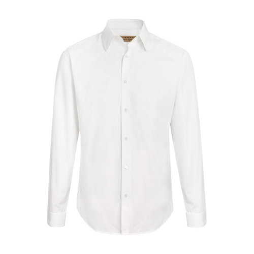 BURBERRY/博柏利 純棉材質(zhì)衣擺飾有英倫馬術(shù)騎士繡標(biāo) 珍珠母貝紐扣 修身剪裁棉府綢白色男士長(zhǎng)袖襯衫 長(zhǎng)襯 正裝80010621