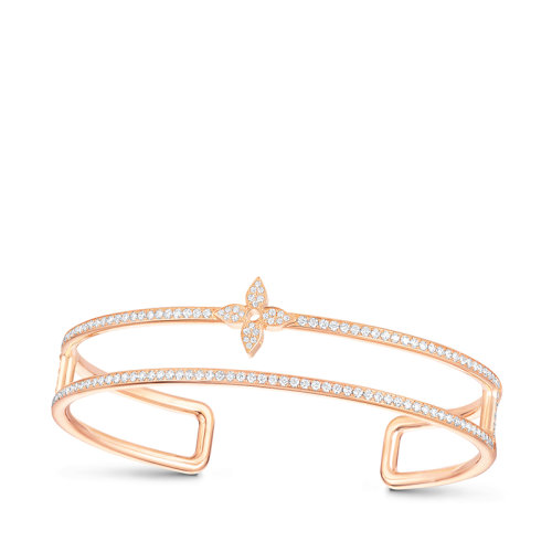 Louis Vuitton/路易威登 BLOSSOM系列 經(jīng)典款18k金玫瑰金146顆鉆石花卉圖案雙排手鐲Q95812