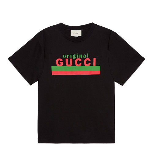 GUCCI/古馳  新款男士黑色大碼短袖T恤 616036XJCOQ1082