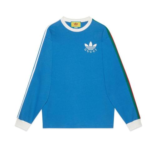  GUCCI古馳 22年秋冬 男士 adidas x Gucci聯(lián)名系列針織棉T恤 700506 XJEKO 4744