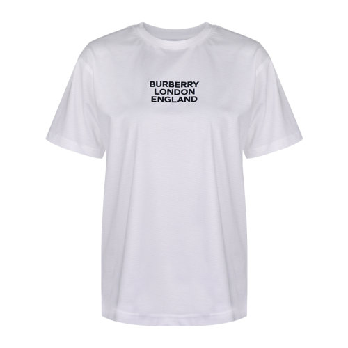 BURBERRY/博柏利 巴寶莉女裝 女士簡約字母印花白色棉質(zhì)圓領(lǐng)短袖T恤 80211761