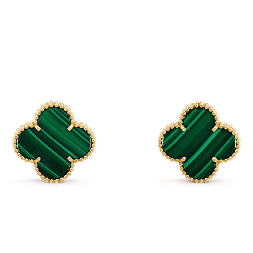 Van Cleef & Arpels/梵克雅寶 經(jīng)典MagicAlhambra?系列  18K金黃金鑲嵌孔雀石耳釘 VCARO3MH00