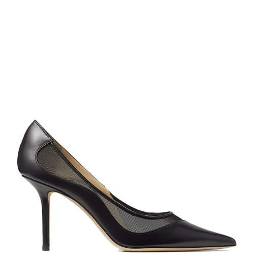 Jimmy Choo/周仰杰 22年秋冬新款 Love 85系列 女士黑色納帕皮革和網(wǎng)眼尖頭高跟鞋LOVE85NMS-NOIR