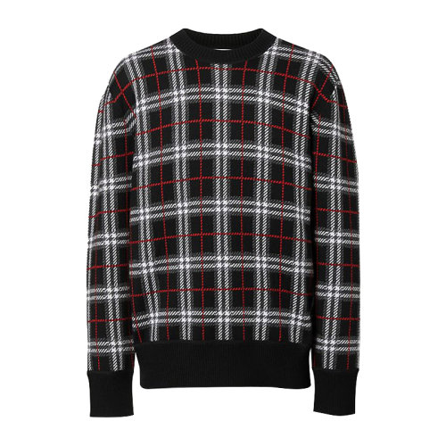 Burberry 博柏利 男裝 服飾 巴寶莉 格紋拼色圓領(lǐng) 男士針織衫毛衣