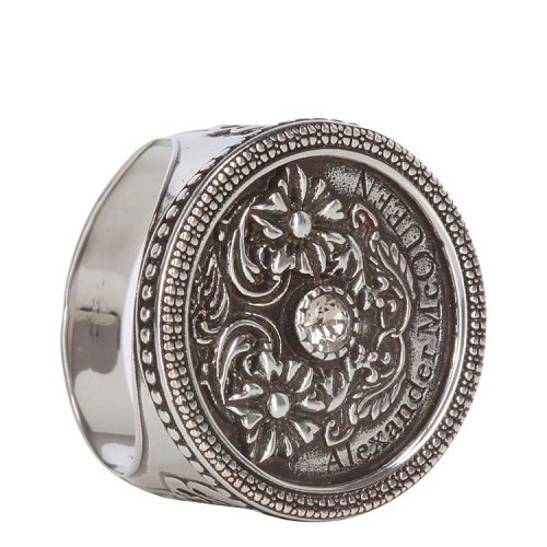 Alexander McQueen/亞歷山大麥昆  時尚百搭 男士銀色花朵圓片戒指/指環(huán)  611290194VY