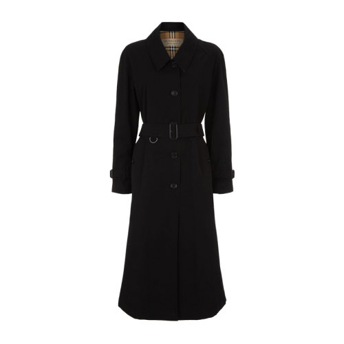 BURBERRY/博柏利 女裝 服裝 黑色棉質(zhì)側(cè)開(kāi)衩輕薄風(fēng)衣 女士大衣