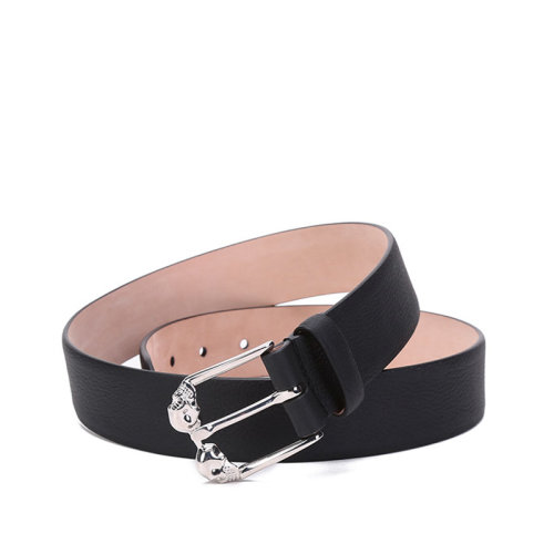 Alexander McQueen/亞歷山大麥昆【22春夏新款】男士牛皮革Twin Skull針扣式皮帶腰帶 550876 0PY0N