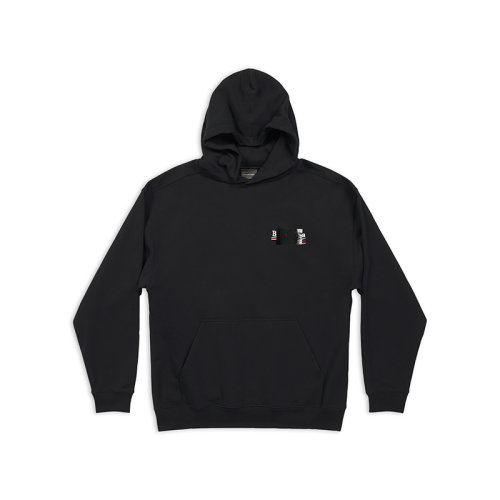 Balenciaga/巴黎世家 22年秋冬新款 女士黑色純棉飾有Gaffer藝術(shù)品圖案連帽運(yùn)動(dòng)衫578135TNVG21089