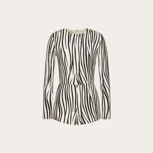  VALENTINO華倫天奴 22年秋冬 女士 連體衣 COMBISHORT EN CREPE COUTURE a IMPRIMé ZEBRA 196