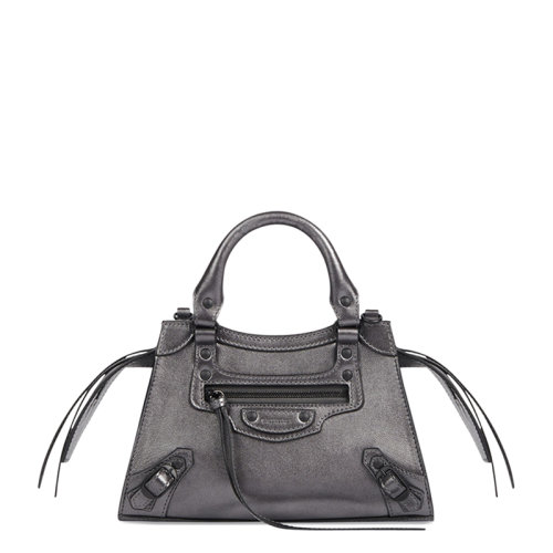 Balenciaga/巴黎世家 21新款 NEO CLASSIC系列 女士迷你銀色金屬質(zhì)感納帕小牛皮單肩斜挎機車包6385241NDU71015