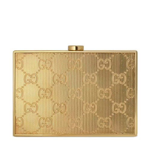 GUCCI/古馳 22春夏新款 男士迷你金色金屬老花壓紋鉸鏈合頁內(nèi)部棕色皮革細(xì)節(jié)配可拆卸皮革肩帶單肩斜跨手拿包675883JD7IG8097