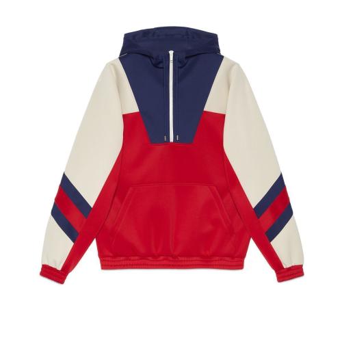  GUCCI古馳 22年秋冬 男士 飾織帶氯丁橡膠半拉鏈夾克 706413 XJETH 6480