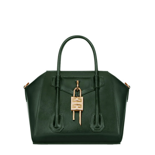 Givenchy/紀(jì)梵希 20  ANTIGONA LOCK系列 女士迷你深綠色小牛皮拉鏈開合掛鎖單肩斜挎手提包 BB50J0B13A-311