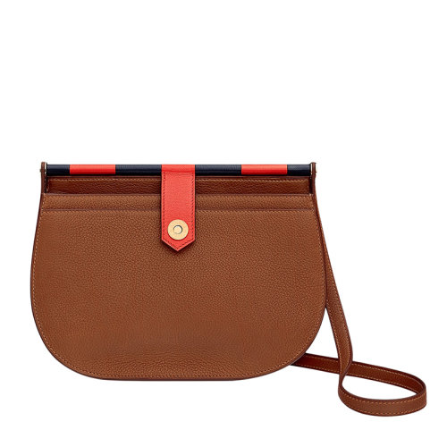 HERMES/愛馬仕 經(jīng)典Saut系列 女士淺褐色Faubourg皮革山羊皮按扣翻蓋單肩斜挎包H079081CCAA