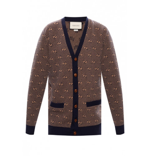 GUCCI/古馳  時尚棕色 羊毛 羊絨混紡 男士針織衫/毛衣 630412 XKBFZ 4314 HQY012345C