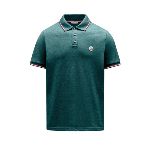 Moncler/蒙克萊 22年早春新款 男士橄欖綠色純棉三色飾邊徽標(biāo)短袖POLO衫T恤H10918A7030084556875