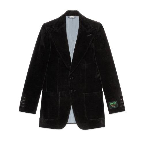  GUCCI古馳 22年秋冬 男士 Gucci標簽天鵝絨夾克 648932 Z8AMW 1000