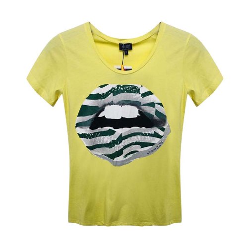 ARMANI JEANS/阿瑪尼牛仔 黃色女士短袖T恤