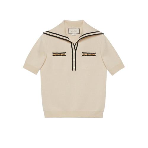  GUCCI古馳 22年秋冬 女士 GG提花羊毛Polo衫 649844 XKBNZ 9087