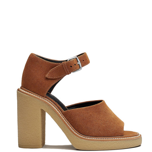 HERMES/愛馬仕 22年秋冬新款 Drew系列 女士伊羅科樹栗色絨面小牛皮高跟涼鞋H212060ZY4360