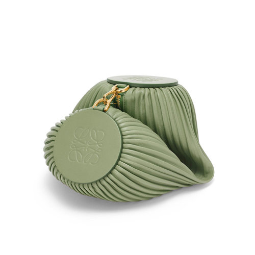 LOEWE/羅意威 22新款 Bracelet系列 女士迷迭香綠色褶皺納帕羊皮革配牛皮革拉鏈開合多功能單肩手拿手鏈包A912P84X08-6424