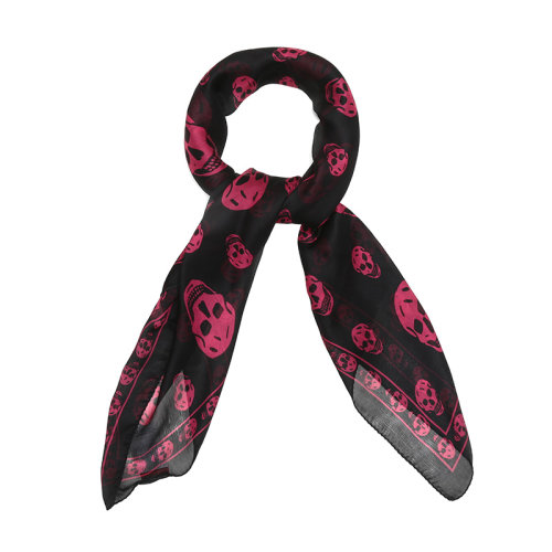 Alexander McQueen/亞歷山大麥昆 女士 黑粉色絲質(zhì)時尚骷髏頭圍巾/披肩圍巾 5577173052Q1030
