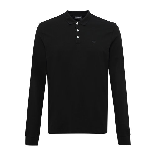Emporio Armani/安普里奧阿瑪尼  時(shí)尚休閑深藍(lán)色純棉男士長(zhǎng)POLO 8N1F131J0SZ0939