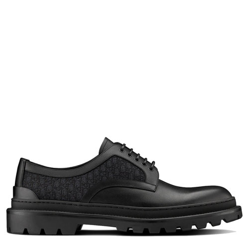 DIOR/迪奧 2021年新款 EXPLORER系列 男士黑色光滑小牛皮和Dior斜紋提花帆布德比鞋3DE319ZKD_H969