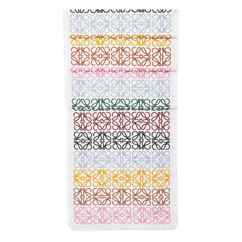 LOEWE/羅意威新款 ANAGRAM系列 女士多色/白色羊毛羊絨圍巾0010477529