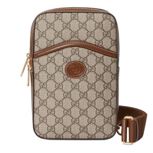  GUCCI古馳 22年秋冬 男士 飾互扣式雙G單肩斜挎包 696016 92THG 8563