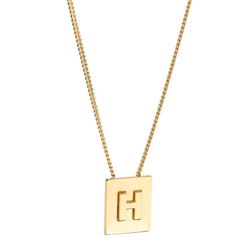 CELINE/賽琳 經(jīng)典款A(yù)LPHABET系列 男女同款金色飾面黃銅字母H墜飾項(xiàng)鏈46N0H6BRA.35OR