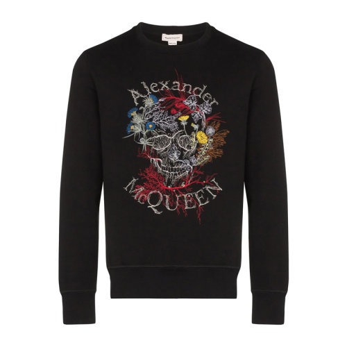 Alexander McQueen/亞歷山大麥昆 男士 服裝 21春夏 黑色棉質(zhì)圓領(lǐng)骷髏圖案套頭衫 男衛(wèi)衣