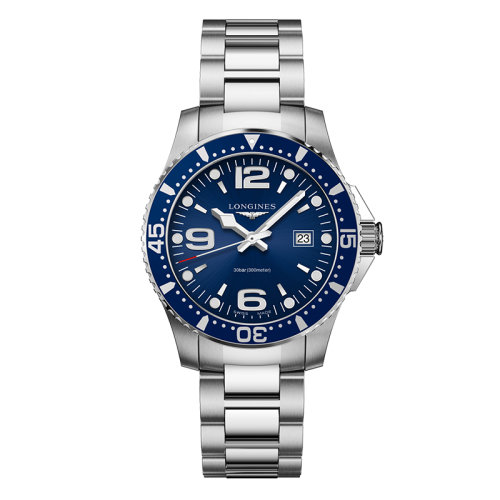 LONGINES/浪琴  康卡斯?jié)撍盗?石英表精鋼表殼藍(lán)盤鋼鏈男表39毫米L3.730.4.96.6