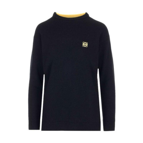 LOEWE/羅意威  女裝 LOGO圖案 女士黑色羊毛時(shí)尚圓領(lǐng)秋冬針織衫/毛衣 S3109280SM