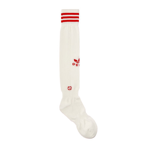 GUCCI/古馳 22年秋冬新款 adidas聯(lián)名系列 男士白色/酒紅色棉質(zhì)混紡長筒襪6918734GADZ9073