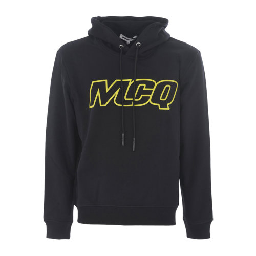 Alexander McQueen/亞歷山大麥昆  男裝 服飾 徽標印花黑色棉質連帽衫男士衛(wèi)衣 430578RNT61