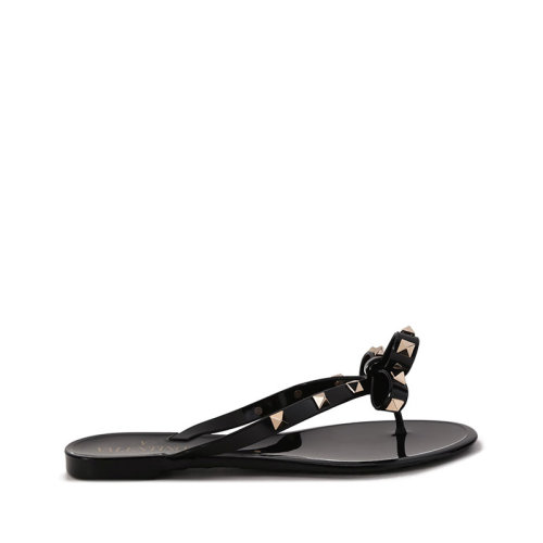 Valentino/華倫天奴【22春夏新款】女士PVC蝴蝶結(jié)鉚釘裝飾夾趾人字拖鞋涼鞋 XW2S0552 PVS