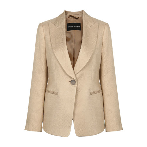 Emporio Armani/安普里奧阿瑪尼 米駝色 女士紋理感羊毛混紡西服外套 5NG27T-52101-108