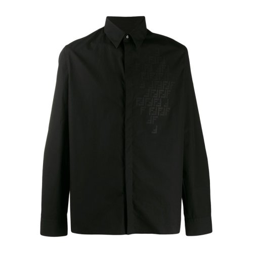  FENDI/芬迪 男士黑色棉質(zhì)長袖襯衫 FS0745 AAP6 F0QA1 PLFSX
