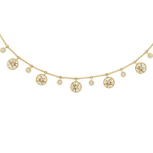 DIOR/迪奧 Rose des vents羅盤系列 18K金黃金鑲嵌鉆和白色珍珠貝母八角星羅盤項鏈 JRDV95129_0000