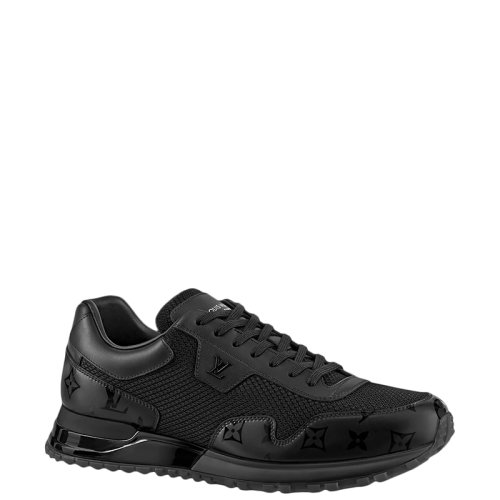 Louis Vuitton/路易威登 22年早春新款 RUN AWAY系列 男士黑色網(wǎng)眼面料拼金屬感老花印花帆布運(yùn)動(dòng)鞋1A9FFC